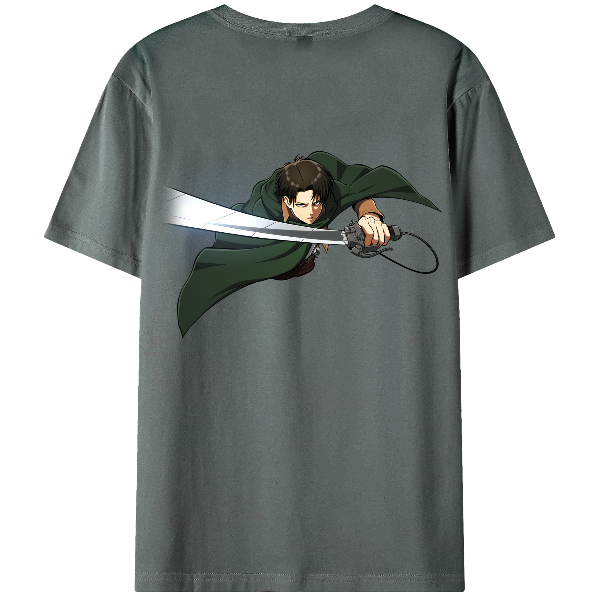 （画像用） 進撃の巨人 リヴァイ·アッカーマン Attack on Titan Levi Ackerman 綿100％ メンズ半袖Tシャツ（バックプリント） 通気性